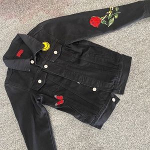House of JR Girls Black denim Jacket Size 12